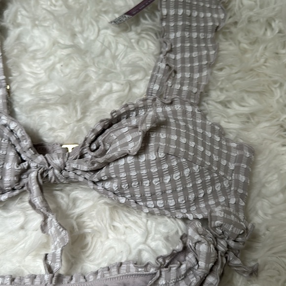 BRAND NEW Adore me Steph contour checked print bikini set in grey - Picture 2 of 8
